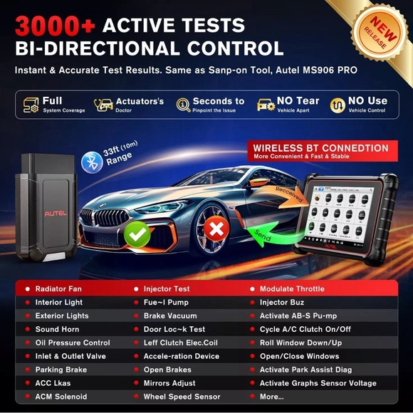 Autel MaxiCOM MK900BT PRO Full System Bidirectional OBD2 Scanner Tool AUTOVIN - Picture 7 of 10